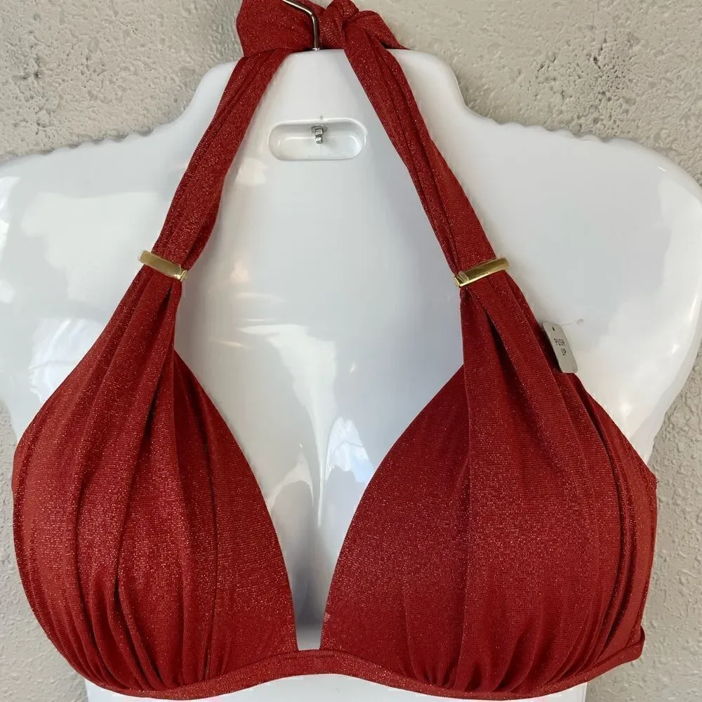 NWT Kenneth Cole New York Burnt Orange Metallic Bikini Size XL 36 B/C